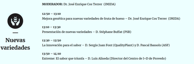 Programa de congreso de fruta de hueso en Murcia