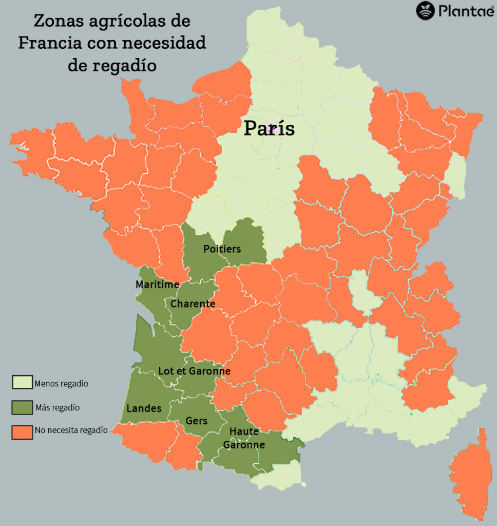 Zonas de regadío en Francia