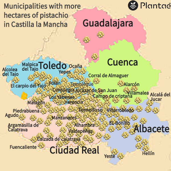 Mapa de pistachos de Castilla la Mancha-Sensores/sonda agrícolas para pistacho