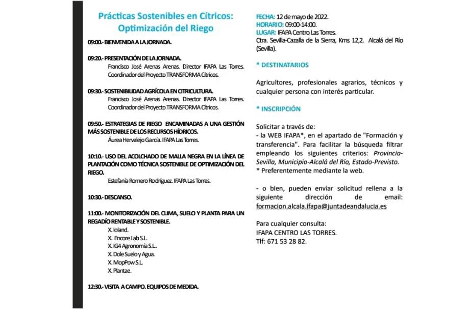 Jornadas para optimización del riego