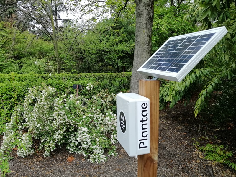Hub/receptor en un jardín botánico de Madrid