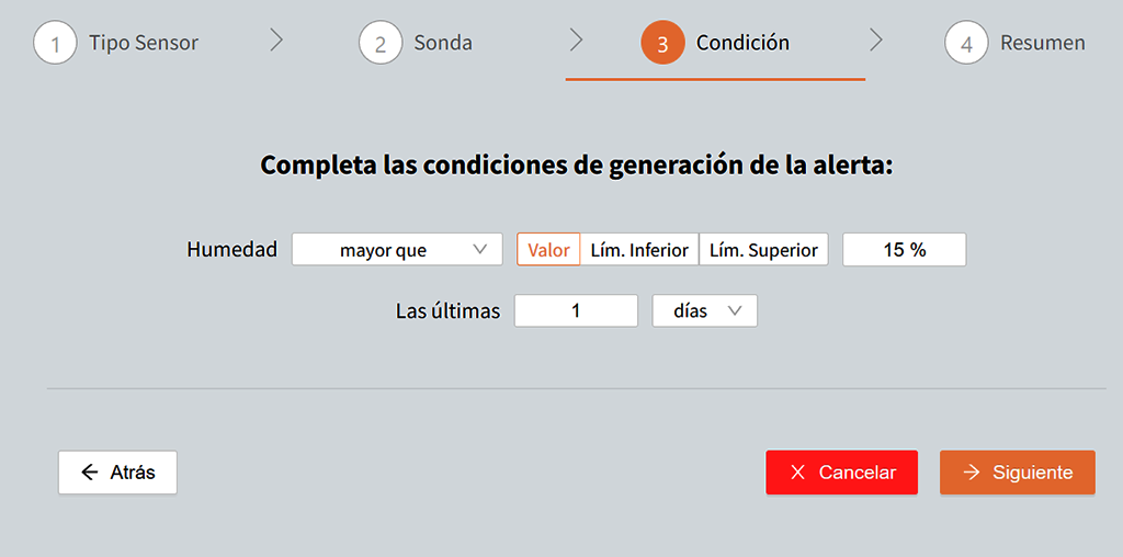 Condiciones de generar alerta Plantae