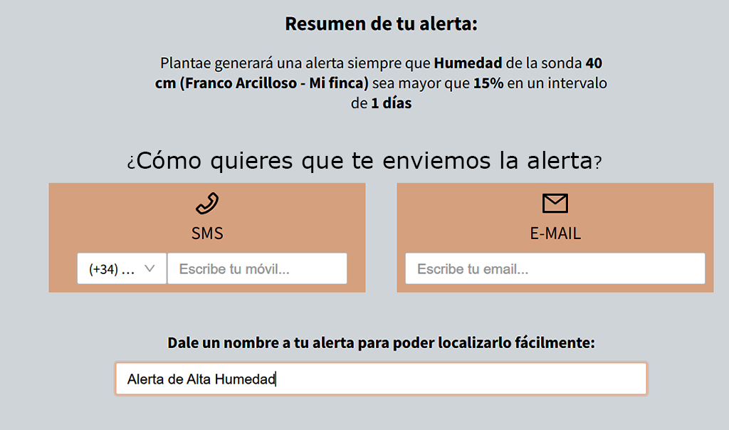 Medio de recepción de la alerta