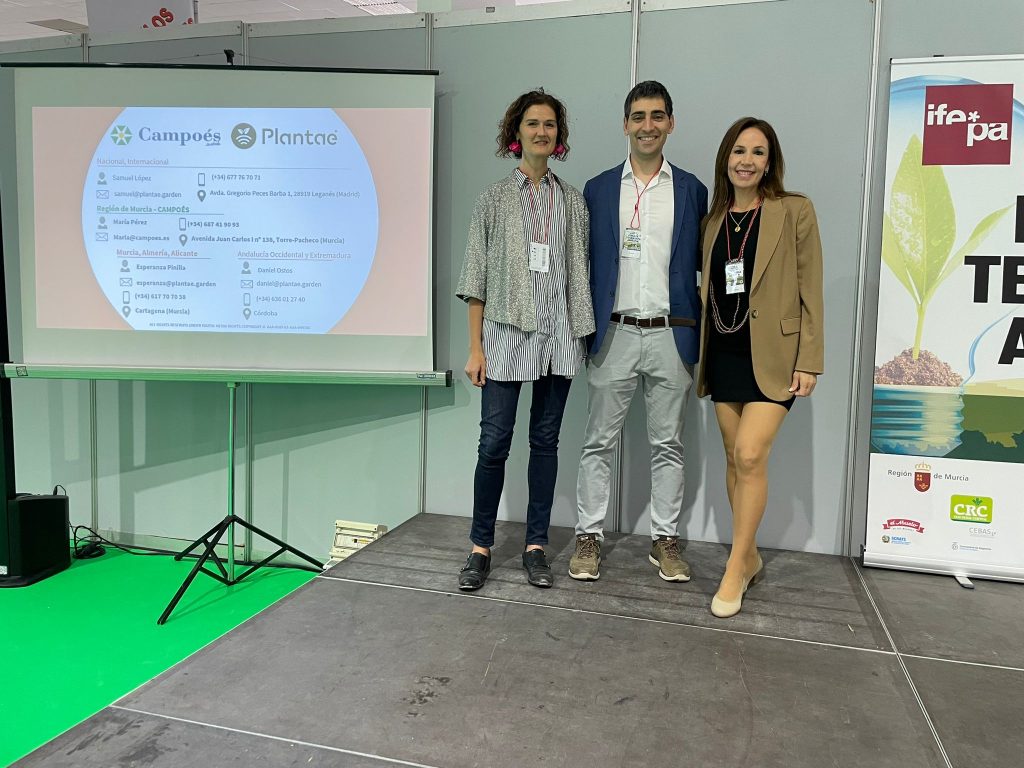 Esperanza Pinilla, responsable Comercial  Zona Surestede plantae, Samuel López Ceo y María Pérez de Campoes