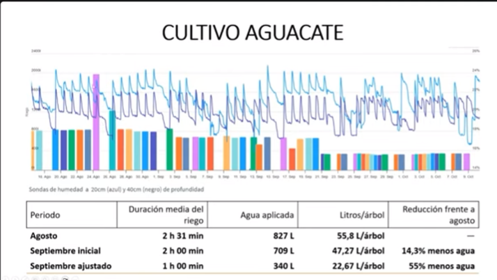 Riego y monitorización de humedad del suelo usando sensores en aguacate